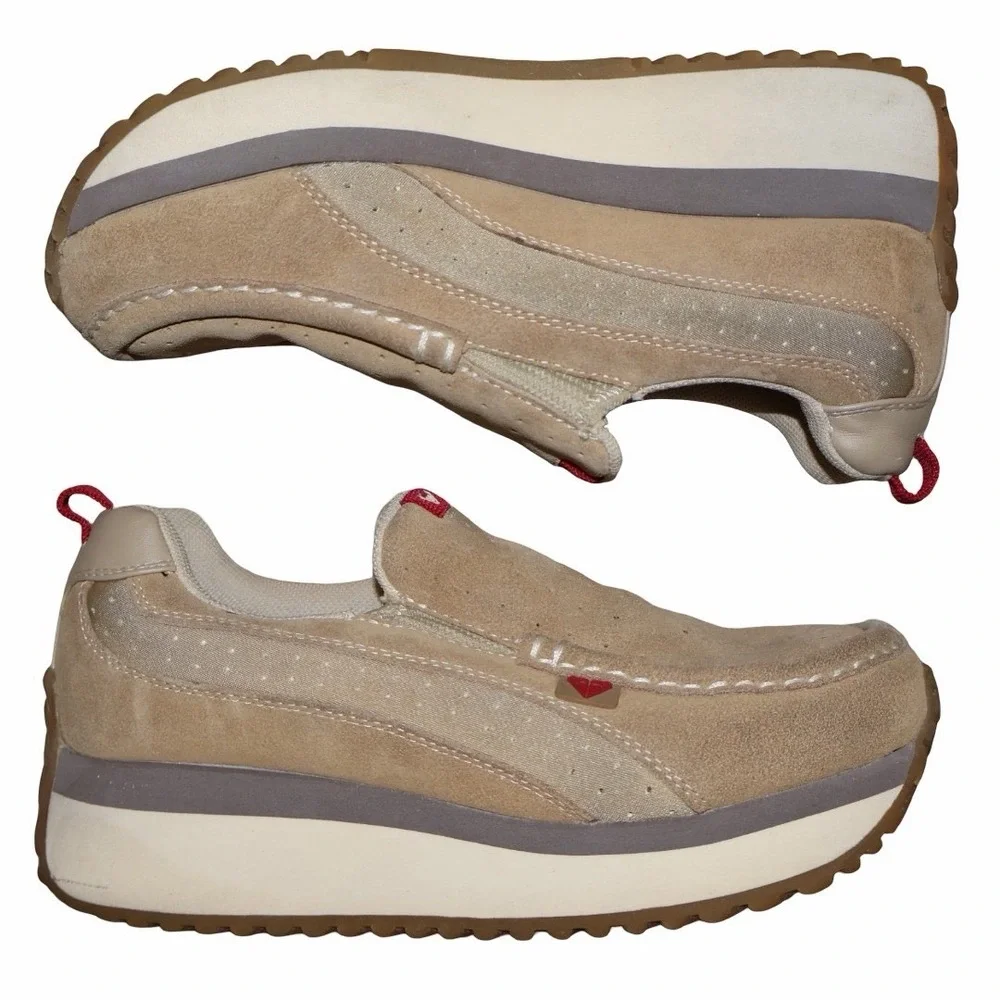 Y2K Roxy Rambler‎ Leather Chunky Platform Slip On Sneakers Womens 8